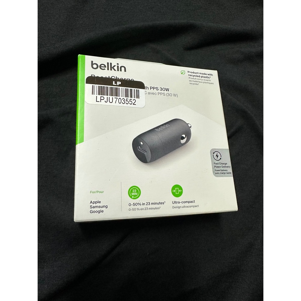 Belkin BoostCharge 30W USB-C Car Charger Black NEW PPS Fast Charging Adapter - Picture 2 of 6
